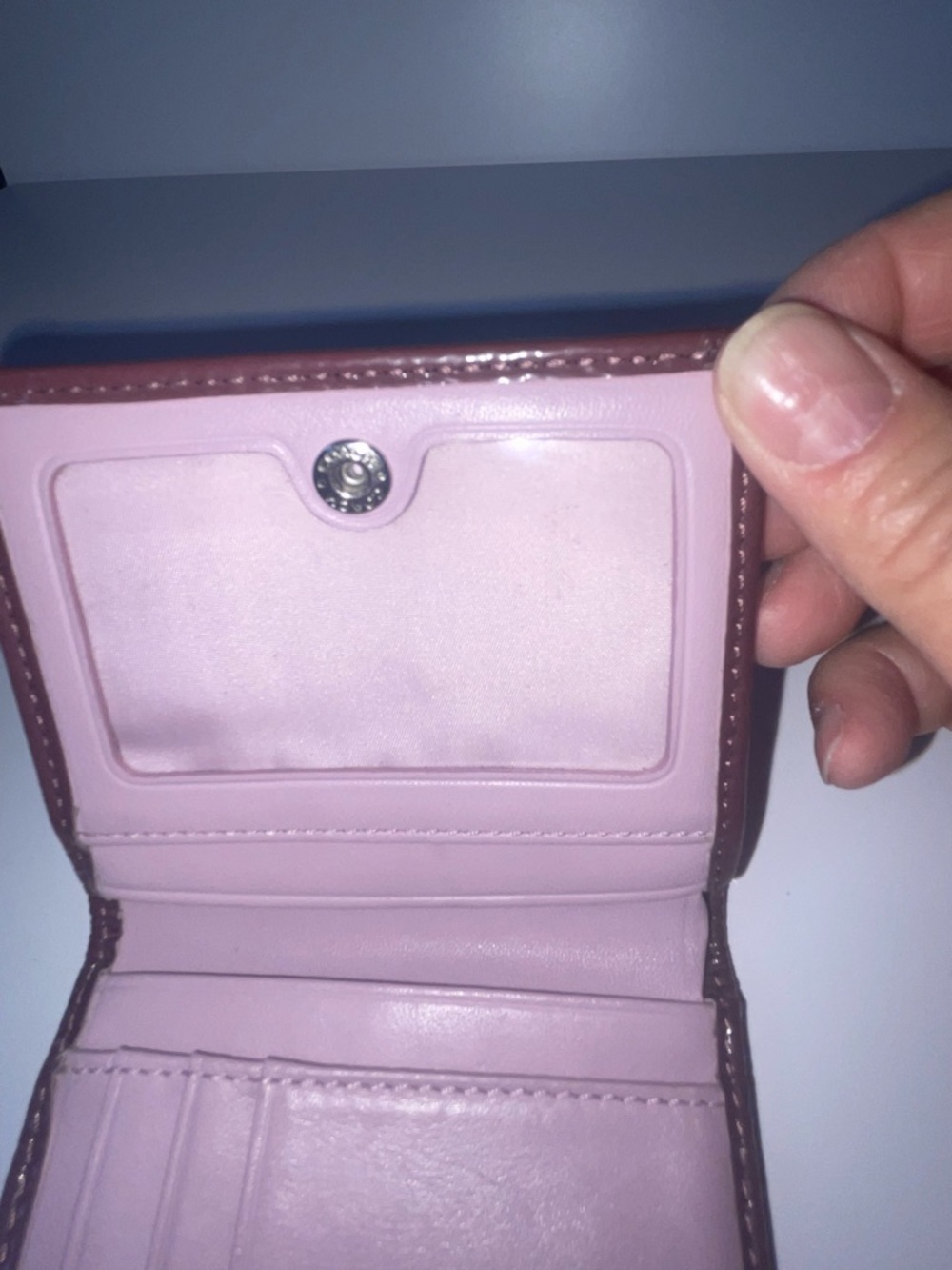 Coach Quilted Small Wallet in Plum with Brown Trim - Picture 8 of 10